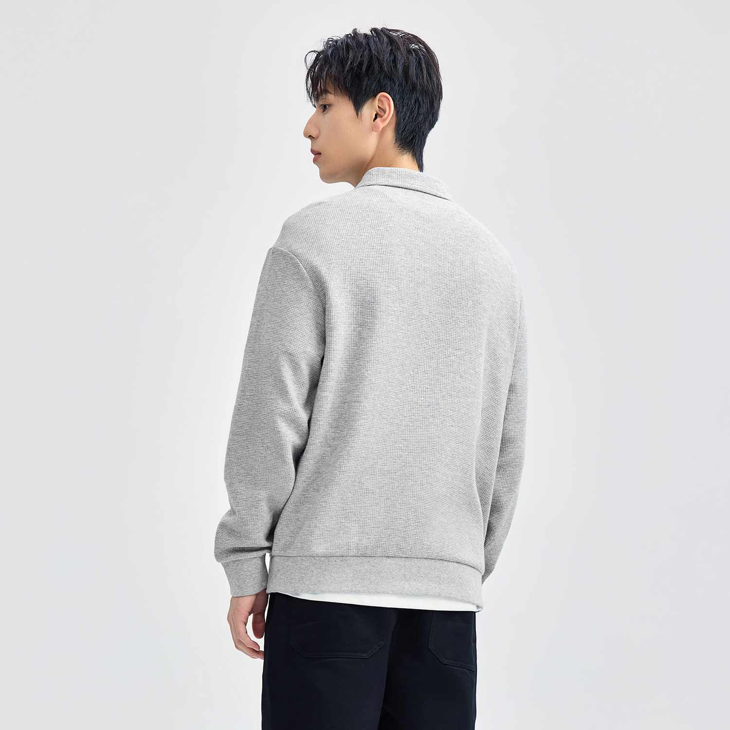 Men's Long Sleeve Patch Pocket Solid Polo - Image 6